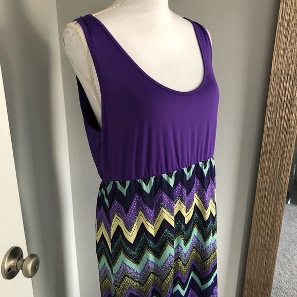 Mayah Kay Purple Chevron Print Maxi Dress - Picture 2 of 5